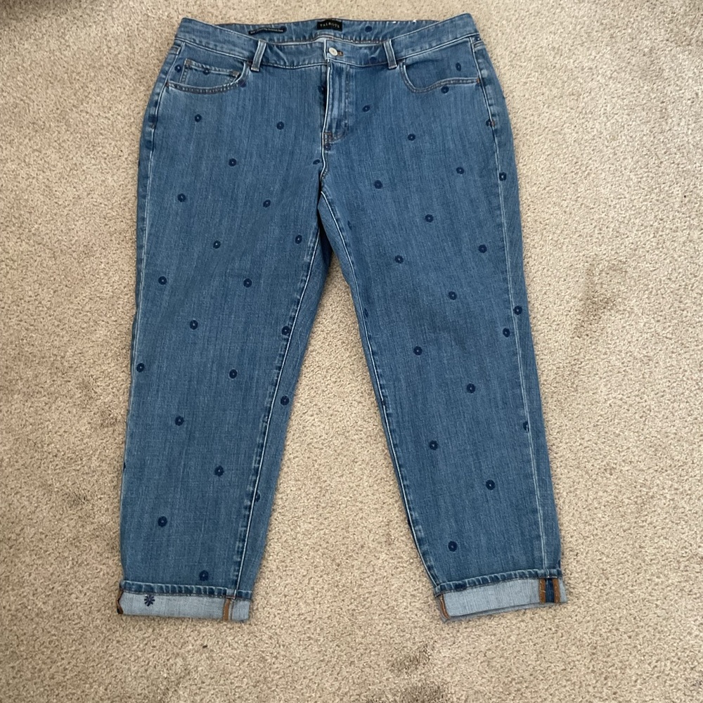 Talbots Blue Polka Dot Ankle Jeans 16W plus NEW